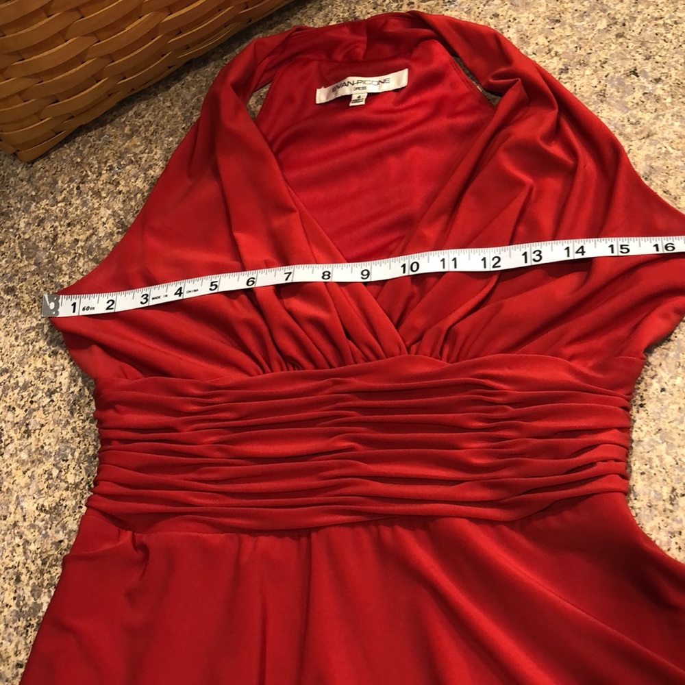 Evan Picone Red Tiered Elegant Dress Size 4 -Great Holiday Party Dress! - Picture 5 of 16